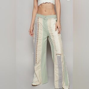 NIP Stylish POL Patchwork Wide-Leg Pants size Medium